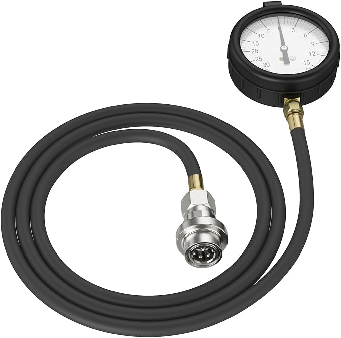 Moker TU-32-6 6.6L GM Duramax Diesel Fuel Pressure & Vacuum Test Kit – 3.5” Gauge with 6ft Hose & Quick Coupler – Accurate Fuel System Diagnostics for Duramax Engines