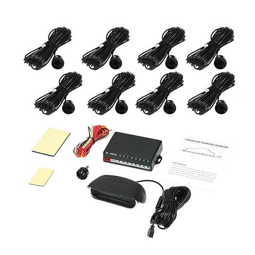 Car Reverse Backup Radar System,Shkalacar Front and Rear Parking Sensors Kit, 8/Sensors Electronics Cars Parking Assistance Reversing Radar with LED Display and Sound Warning