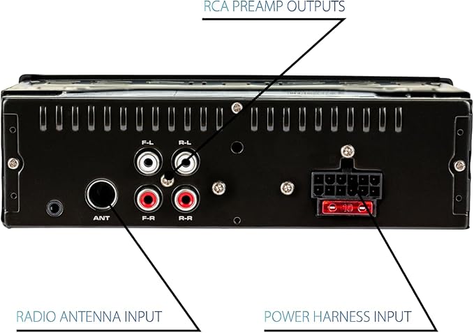 Dual Electronics MXD140B Marine Stereo with Built-in Bluetooth | Single DIN 8-Character Sunlight-Readable LCD Display | AM/FM Stereo Receiver | USB Port with 2.1 A Charging | Black