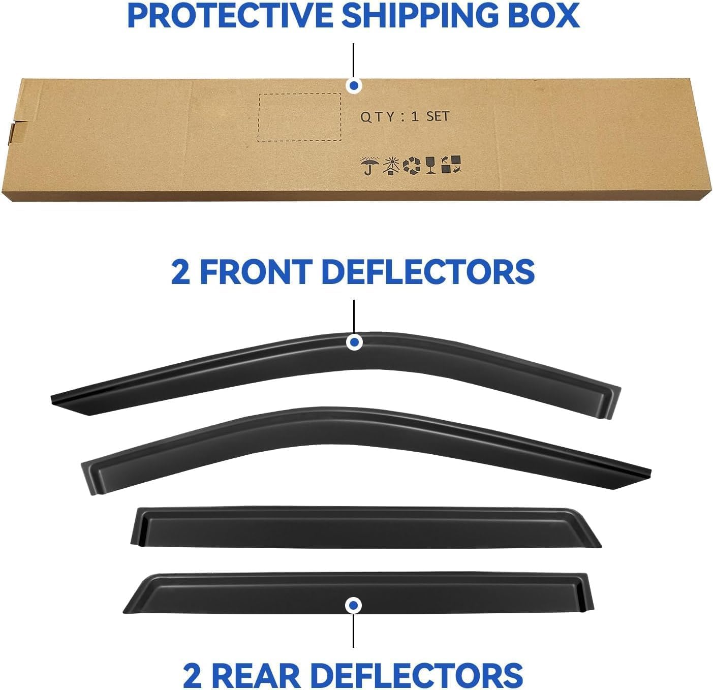 Window Visors Rain Guards for 2021 2022 2023 2024 2025 Chevy Tahoe, Out-Channel Window Vent Wind Deflectors Visors Shades for 21-25 GMC Yukon (Not for Yukon XL)