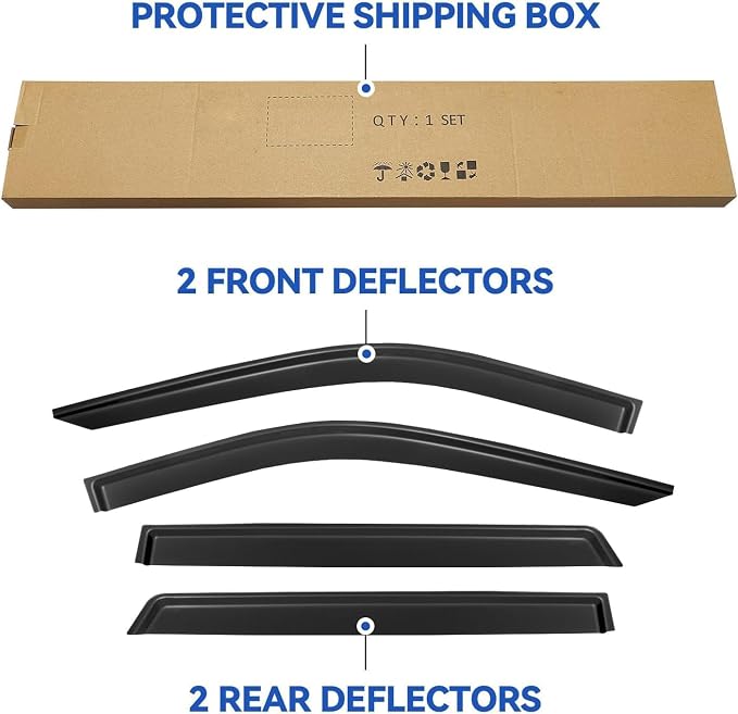Window Visors Rain Guards for 2021-2026 Chevy Tahoe/GMC Yukon, Out-Channel Window Vent Wind Deflectors Visors Shades (Not for Yukon XL)