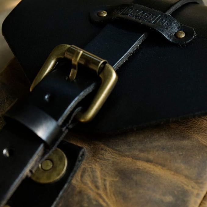 Trip Machine Company Genuine Leather Motorcycle Magnetic Fuel Tank Pouch to Carry All Your Riding Essentials (Tobacco Brown)