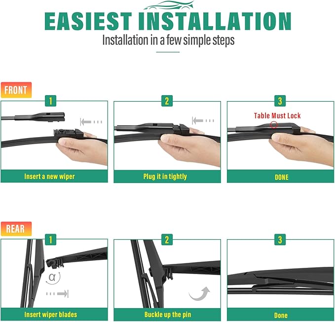 24" 18" 14" Windshield Wiper Blades for Mazda CX5 CX9 CX-5 CX-9 2017 2018 2019 2020 2021 2022 2023 2024 2025 OEM Replacement Premium All season Wiper Blades (Set of 3)