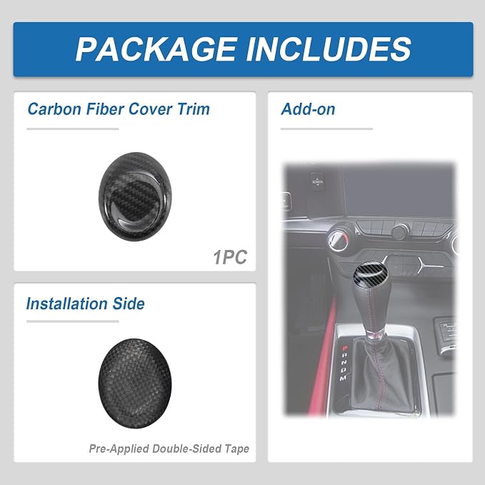 Real Carbon Fiber Gear Shift Knob Head Cover Compatible with Corvette C7 2014–2019