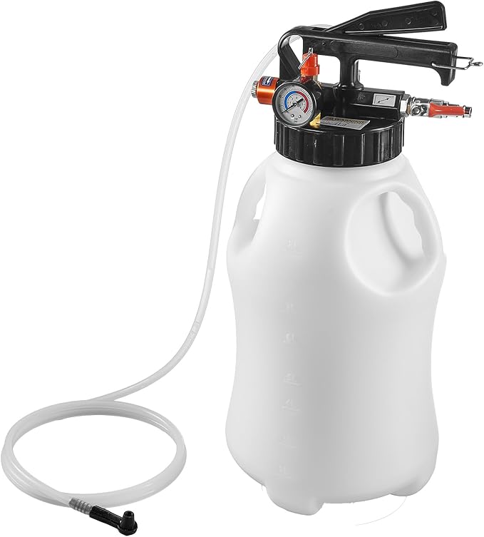 VEVOR Transmission Fluid Pump, 8 L Pneumatic Oil Fluid Extractor, ATF Refill Dispenser Transfer Pump with 15 ATF Adapters, Oil Extractor Dispenser with HDPE Tank for Cars, Boats, Lawn Mowers