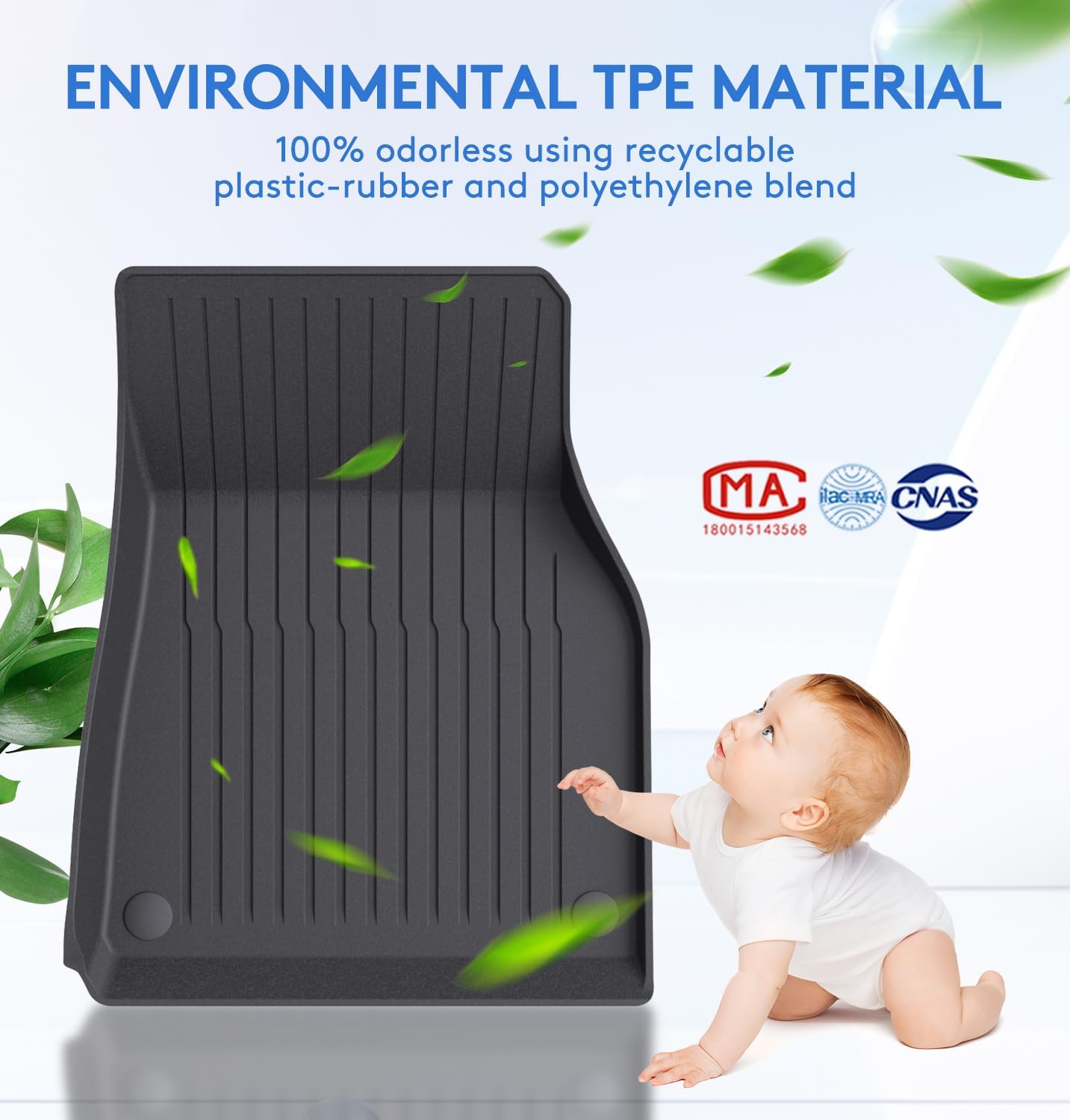 Floor Mats Fits for Tesla Model Y 5-Seat 2024-2020 - All Weather TPE Front, Rear, Cargo & Sub-Trunk Mats, 6-Piece Custom Fit (Not Fit 7-Seat)