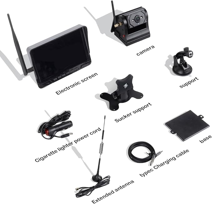 Magnetic Solar Wireless Backup Camera 7" HD 1080P Recording Monitor, Alarm Function, Night Vision, Vehicle Back up Cameras for Car RV Truck Trailer Camper SUV