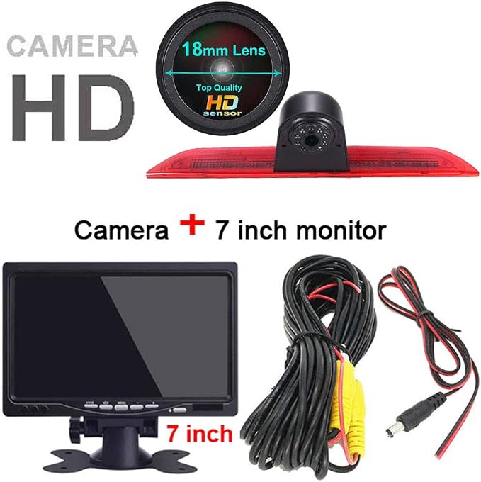 Third Roof Brake Lamp Car Backup Camera Replacement for Ford Transit 3 Van Transporter 2014-2015 Dritte 3 Waterproof Parking Camera+7" Reverse Monitor