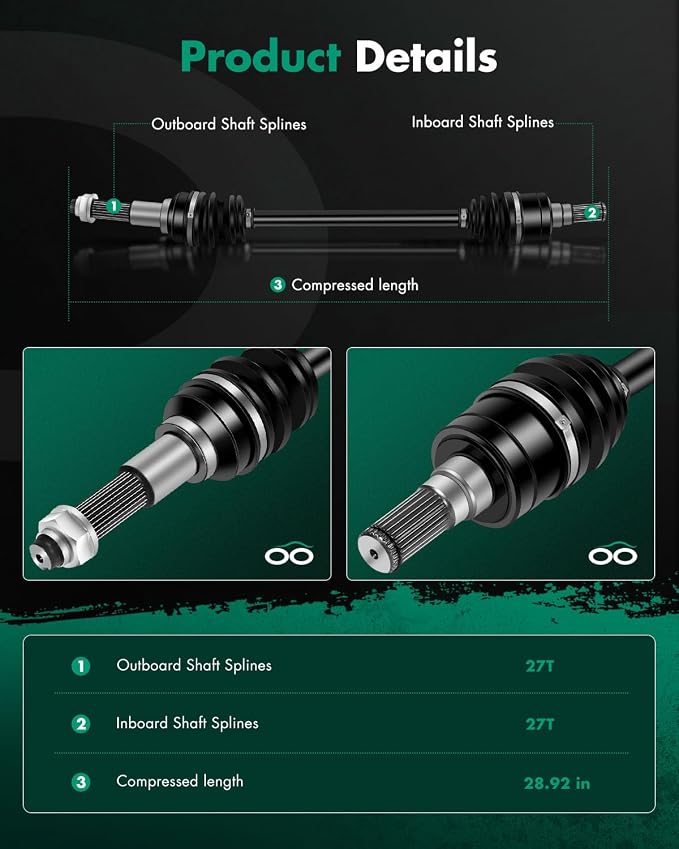 SCITOO CV Axle Drive Shaft Assembly 2014-2019 fits for Yamaha Viking 700 VI Wolverine R-Spec Rear Left Right
