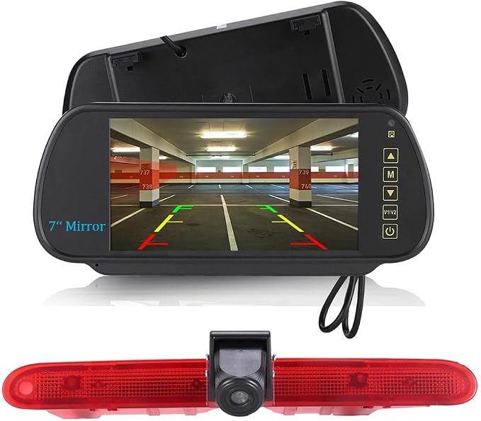 HD Brake Light Rear View Reversing Camera with Angle Adjustable Compatible with Toyota Proace/Citroen Berlingo B9/Opel Combo/Limousine/Peugeot Partner Tepee/Rifter (Camera+7'' Rearview Mirror)