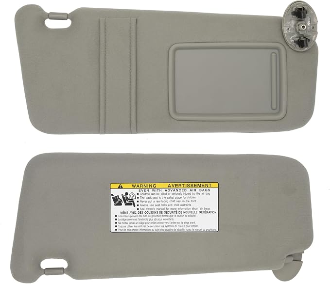 NHILES Right Passenger Side Sun Visor Compatible with Toyota Camry Without Light 2007 2008 2009 2010 2011 Replaces# 74310-06750-B0 Color Gray