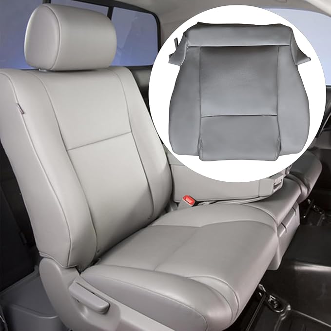 GXARTS Driver and Passenger Side Bottom & Top Lean Back Replacement Leather Seat Cover Gray Compatible with Toyota Tundra Work Truck 2007 2008 2009 2009 2010 2011 2012 2013