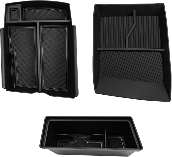 CDEFG 3PCS for 2024 2025 2026 Atlas Center Console Organizer Tray for 2024 2025 2026 Volkswagen VW Atlas (SEL/R-Line/SE)/ Atlas Cross Sport Accessories Middle Console Floor Tray Storage Box