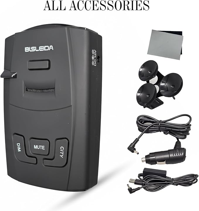 Radar Detectors for Cars American Laser X K KA Bands VG 2 Protection S360 with LaserEye Front Rear Police Scanner 12V Socket and Two Types of Chargers (BLSLEIDA S360C)