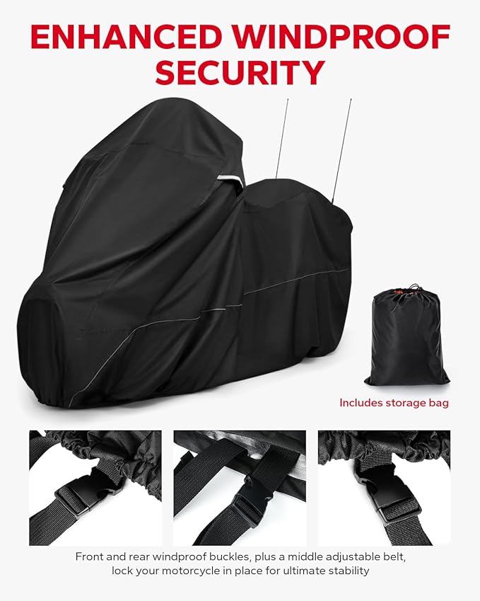 Amazicha Motorcycle Cover with Side Top Box Compatible with Harley Davidson Touring Ultra Limited Street Glide Road Glide Electra Glide, Waterproof Motorcycle Cover Outdoor Storage All Weather
