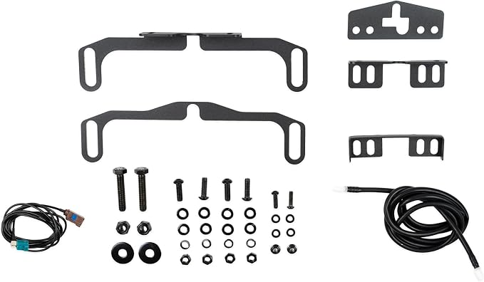 DV8 Offroad Front Camera Relocation Bracket for 2021-2026 Ford Bronco | Corrects 360 View with Winch Bumper | Includes Extended Camera Optical Cable & Spray Hose | Adjustable for Different Setups