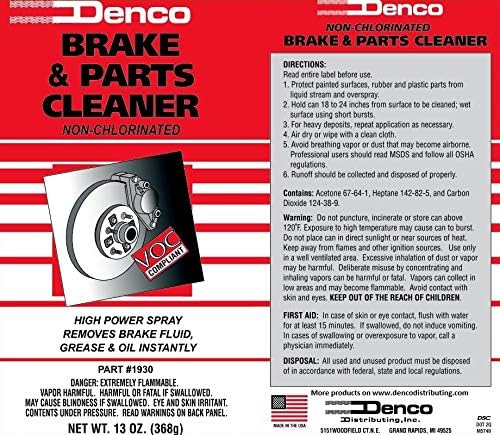 DENCO DISTRIBUTING, INC. #1930-50 Brake & Parts Cleaner Spray, 50-State Compliant, Non-Chlorinated, Fast-Drying Degreaser, Low Odor Aerosol, 15.3oz (13oz net wt) (Case of 6)