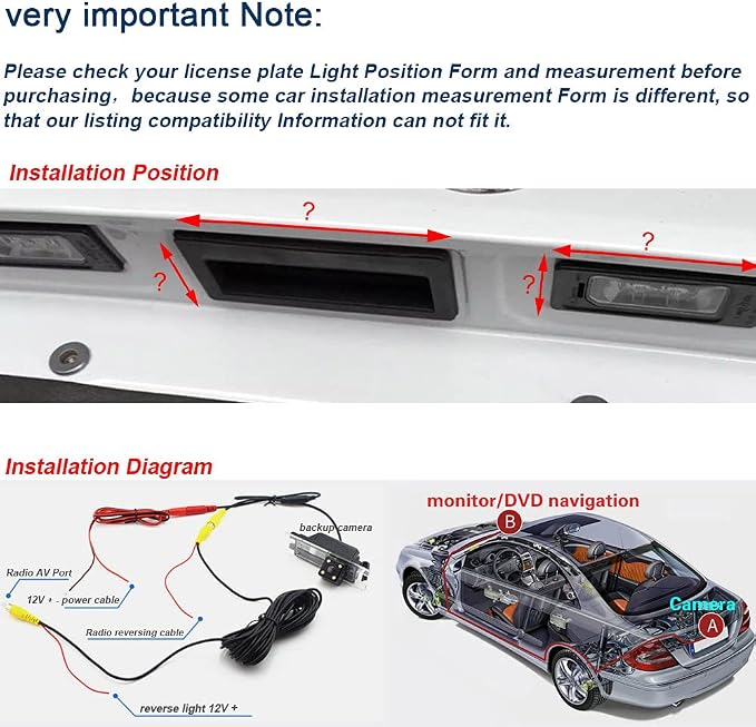 AHD IP68 1280Pixels 170° Rear View Reversing Camera Compatible with BMW E81 E87 F20 F21 /E63 E64/F12 F13/Z4 E85/E86/E89/Alfa Romeo/Fiat Croma/Grande Punto/Linea/Marea/Opel Astra/Corsa/Mini R55 R60 R61