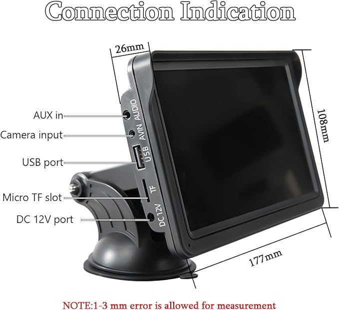 7" Portable Car Stereo Wireless CarPlay & Android Auto Screen for 2024 Latest Car Portable Touchscreen Display with Bluetooth, GPS Navigation, Voice-Control, 360Β° Rotation