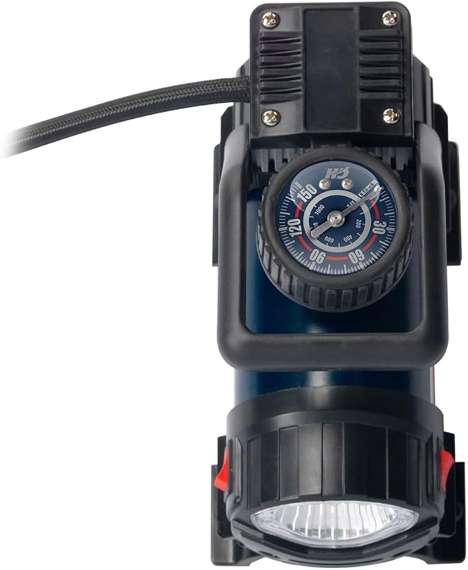 Mighty Portable Inflator, 12V, 150 PSI Air Compressor, Pump with Safety Light & Accessories (Campbell Hausfeld AF010400)