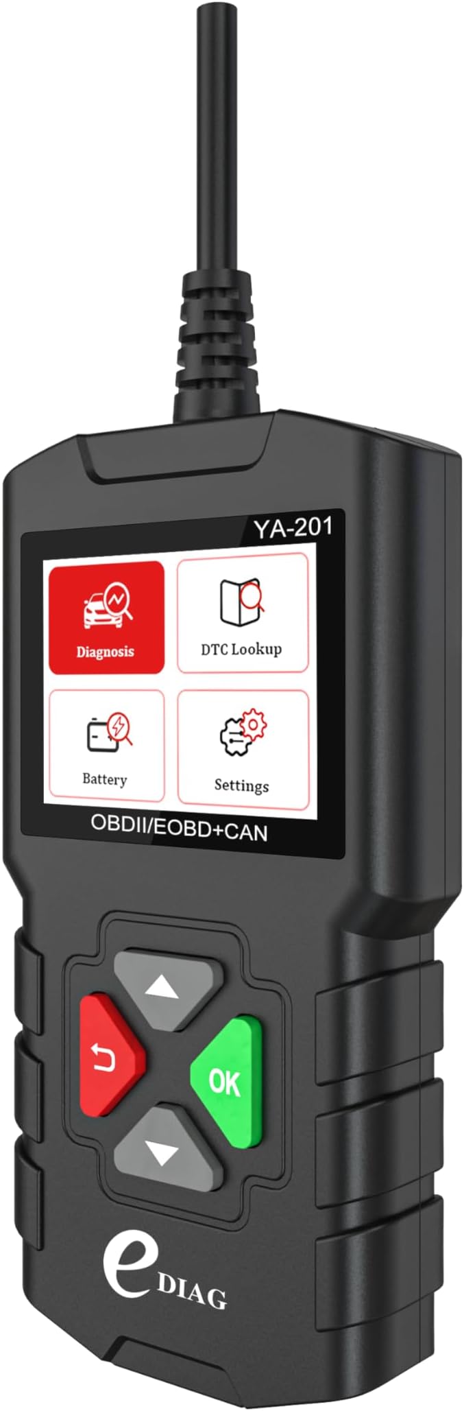 YA-201 Obd2 Scanner, Full OBD2 Modes Check Engine Code Reader After 1996 All OBDII/EOBD/KOBD/CAN Cars, O2 Sensor EVAP Systems, Battery Test,Live Data Stream,Plug & Play