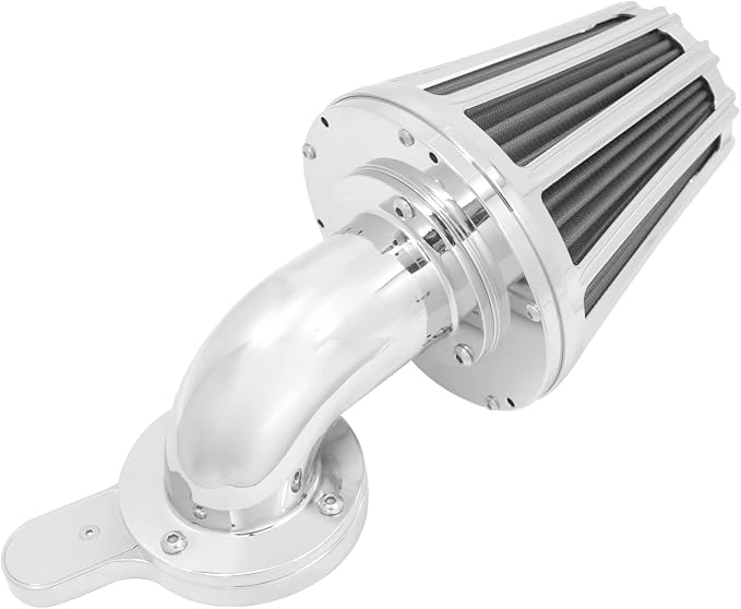 Air Cleaner Filter 90° Forward-Facing Intake Kit CNC Fit for Harley Touring Softail Dyna Sportster XL (Chrome Housing Grey Element, B For Touring 00-07,Softail 00-15,Dyna 00-17)