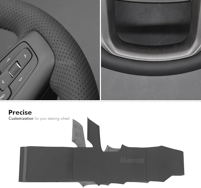 MEWANT Hand Stitch Car Steering Wheel Protector Wrap Cover for GMC Sierra 1500 2019-2023 / Sierra 1500 Limited 2022 / Sierra 2500 2020-2024 / Sierra 3500 2020-2024 / Yukon (XL) 2021-2023 Accessories