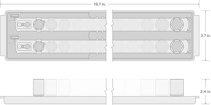 TEKTON 1/2 Inch Drive Shallow 6-Point Socket Set with Rails and Tray, 23-Piece (10 - 32 mm) | SHD92002