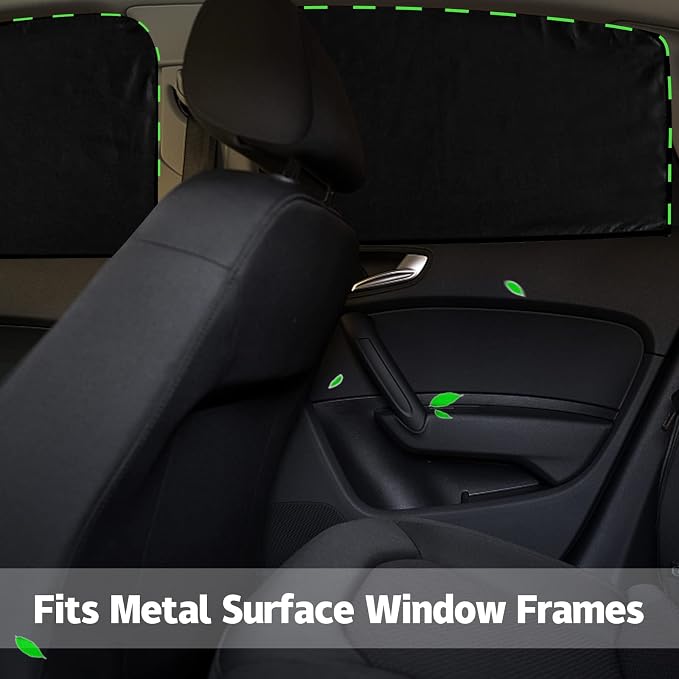 ZATOOTO 4 Pcs Car Window Cutains - Black Silk Magnetic Privacy Side Front Rear Protection Covers - Sun Shades Keeps Cooler for Kids Sleeping