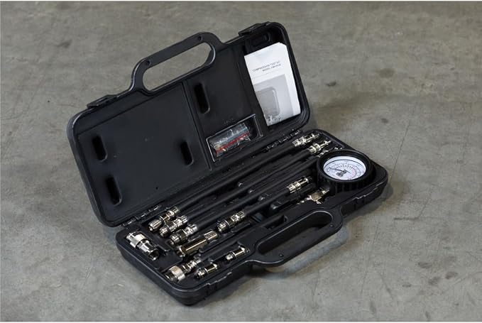 Mityvac MV5530 Engine Compression Test Kit, Manual Pressure Release, 2-3/4 in. Bourdon Tube Gauge, Quick-Disconnect Coupler, Includes Threaded Adapters for Motorcycles, Marine and Small Engines
