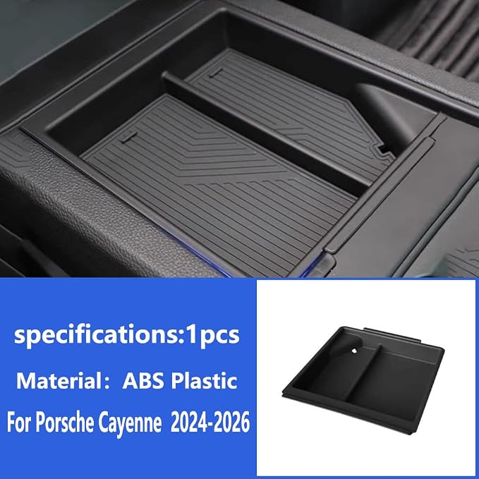 Car Central Control Armrest Storage Box Center Console Organizer Tray Storage Box For Porsche Cayenne 2024-2026 Interior Accessories Gear Shift Panel Storage Tray Insert Box (Style 1 Black)