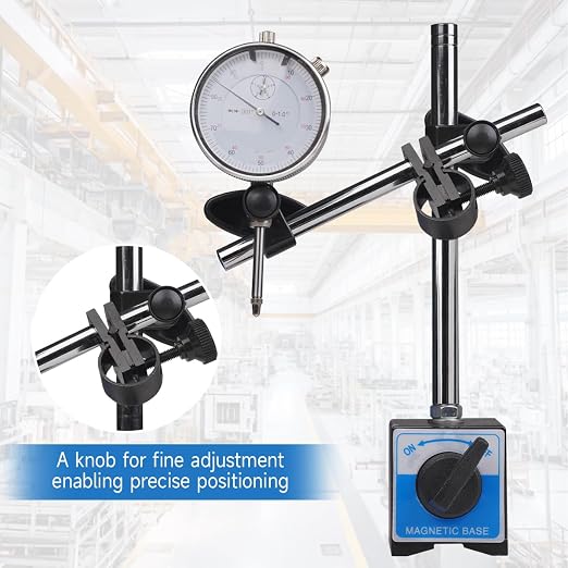 0-1" Magnetic Base Dial Indicator Kit, 0.001" Resolution Precision Machinist Tools with 22 Test Tips & Adjustable Long Arm, Flat/Lug Back for Lathe/Mill/Vibration Measurement