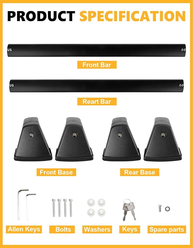 Tuyoung 220lbs Lockable Roof Rack Cross Bars Compatible with Kia Soul 2020 2021 2022 2023 2024 2025 Without Side Rails, Aluminum Roof Rails Crossbars Cargo Bars Luggage Carrier Black Accessories