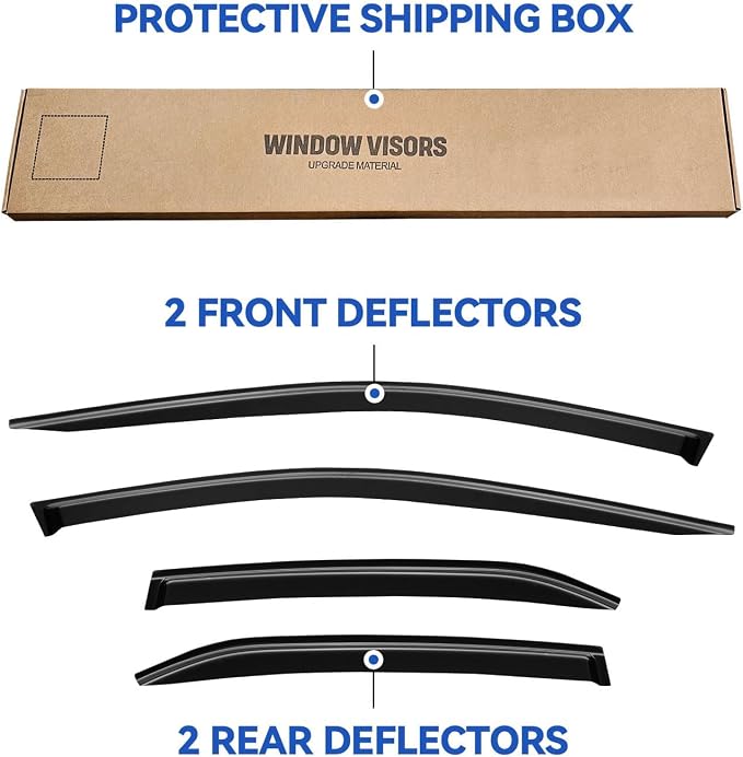 Window Visors Rain Guards for 2018-2024 Toyota Camry, Out-Channel Window Vent Wind Deflectors Visors Shades for Camry 18-24