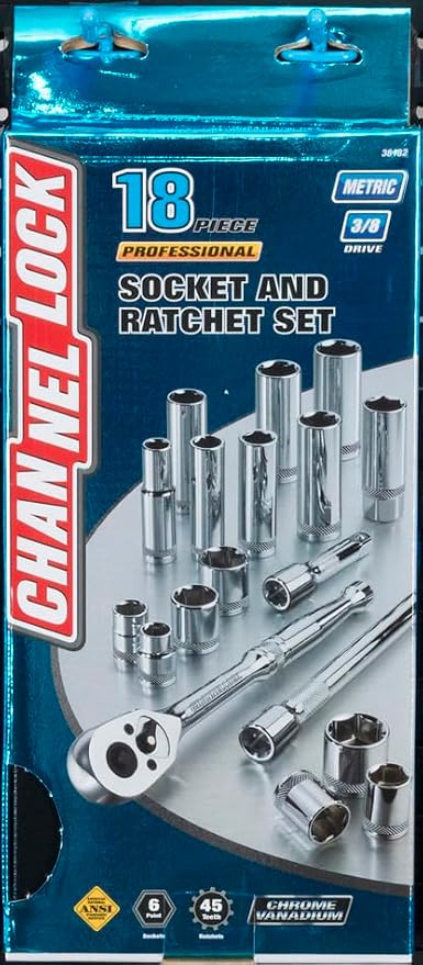 Channellock 38182 3/8" Drive Metric Socket set, 18 Piece