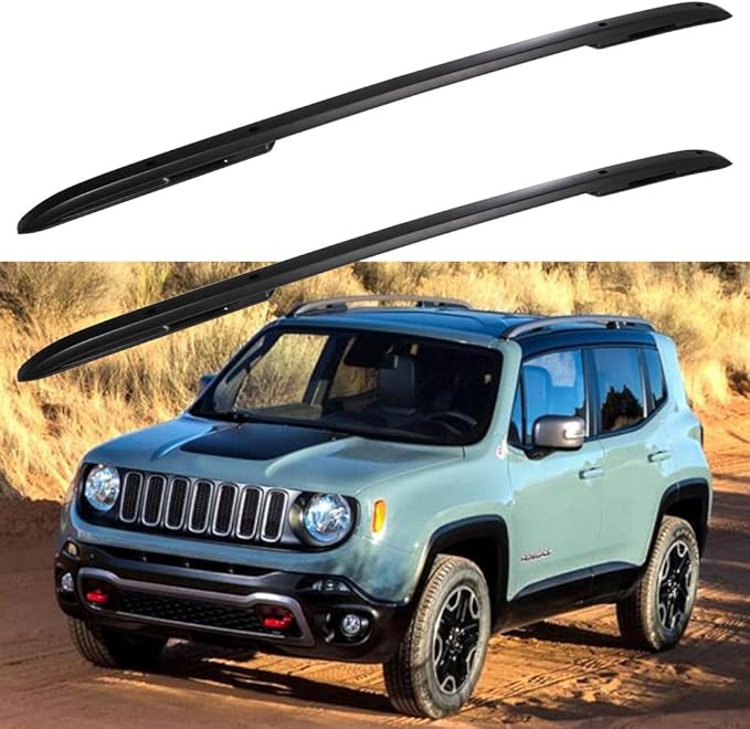 SCITOO fit for Jeep Renegade 2015-2022 Aluminum Alloy Black Roof Top Side Rails Set Rock Rack Side Rails