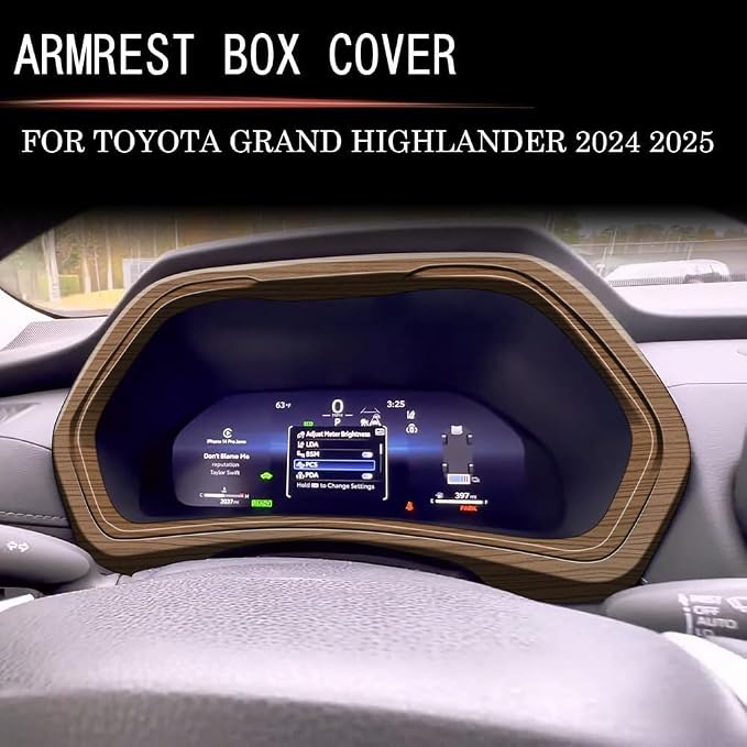 Main Driver Instrument Frame Modification Compatible with Toyota Grand Highlander 2024 2025 2026 Fit for 2024-2026 Grand Highlander ABS Accessories(Wood Grain)