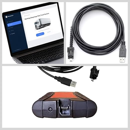 MPS-404032 Latching USB Data Cable Compatible for Nexiq USB Link 2 3 for Cummins Inline 7 Diagnostic Tool, for Heavy Duty Truck Diesel Engine, 13 FT