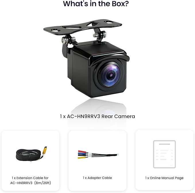 AHD 1080p Backup Camera with 30fps,134° Wide-Angle, Starlight Night Vision, IP67 Waterproof,G-Sensor, Parking Mode, Loop Recording, Only Compatible with V10 Series, AC-HN9RRV3