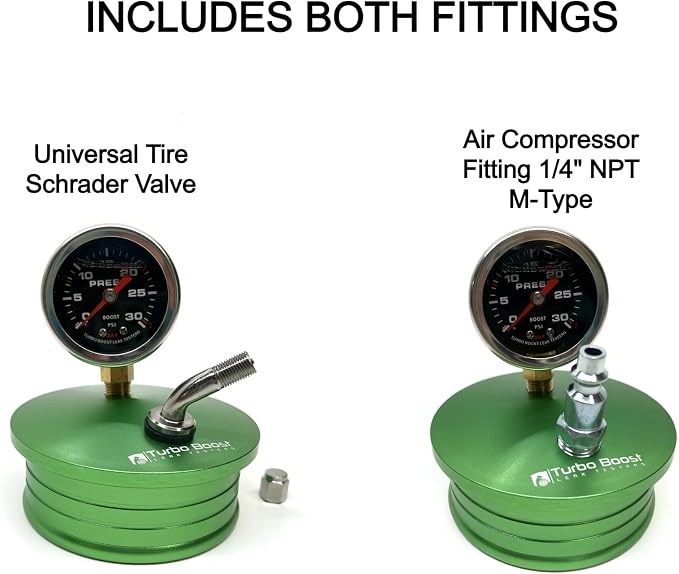 4" inch Turbo Boost Leak Tester - Leak Detector - 6061 Billet Aluminum - 30 PSI - Check Test Intake Charge Pipe Pressure Leaks - Includes Both Tire and 1/4" Air Fititng