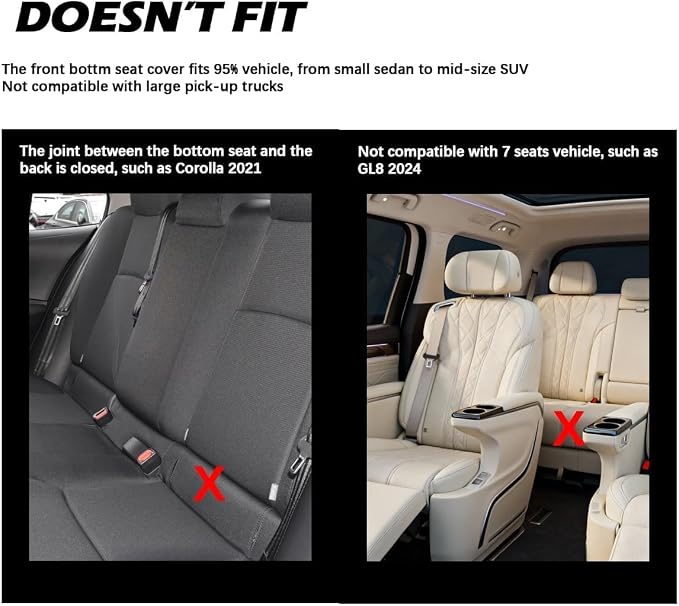 Beige Bottom Seat Cover for Cars Front Seats & Back Bench Full Set, Luxury Faux Leather Automative Seat Cushion Cover, Anti-Slip, Waterproof, Universal Fit