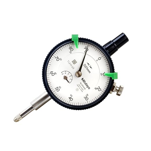 Mitutoyo 2124S-10 Dial Indicator, M2.5X0.45 Thread, 8mm Stem Dia., Lug Back, White Dial, 0-50 Reading, 57mm Dial Dia., 0-5mm Range, 0.005mm Graduation, +/-0.012mm Accuracy