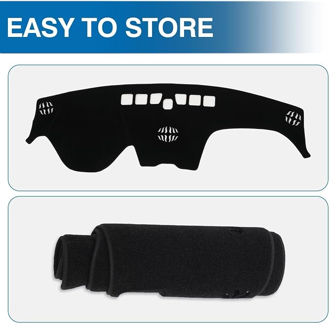 KUST Black Dash Cover for Hyundai Santa Fe 2019 2020 2021 2022 2023 Left Hand Driving Dashboard Cover Polyester Non-Slip Interior Accessories for Santa Fe Sunshade Windshield No Glare