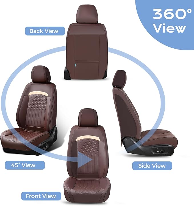 FLORICH Car Seat Covers Full Set, Leather Seat Covers for Cars, Car Seat Protector Waterproof Breathable, Universal Automotive Seat Covers, Front and Rear Car Seat Cover Fit for Most SUV Pick-up Truck