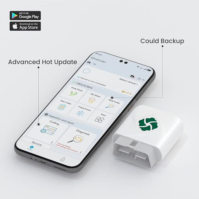 DFirst OBD2 Scanner Bluetooth Fixd Car Wireless Diagnostic Tool, ECU Coding, Customizations,Auto Connect Scanner Scan Tool (for Android & iOS, OBD Device)