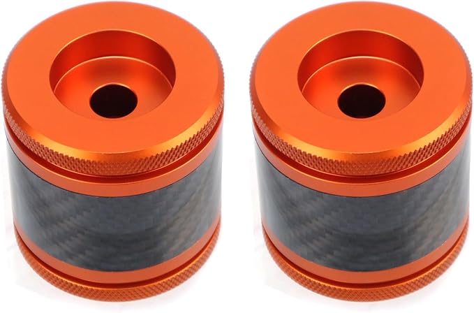 Crash Bar Sliders End Caps CNC Carbon Fiber Inlay Decorative Sliders Fits for 1.25" Front Engine Guard Rear Saddlebag Guard CNC 60mm (Orange)