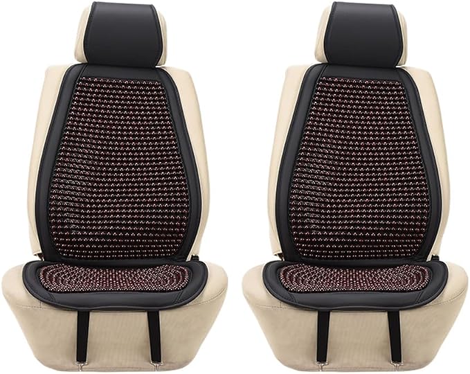 Blueshyhall Cooling Wooden Beaded Car Seat Cover Comfortable Massage Support Cushion for SUV Auto Office Home Seat Chair - Red 2 Pcs