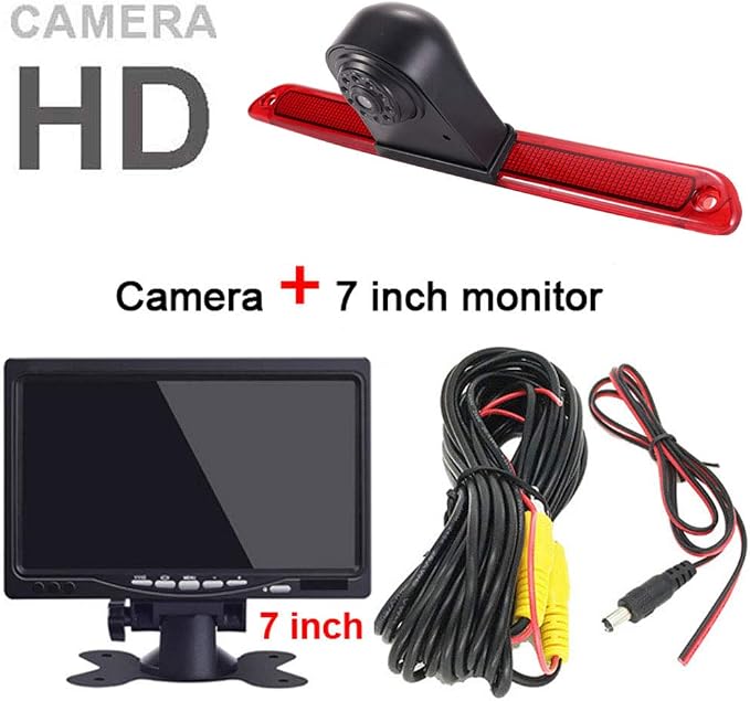 High Roof Mount 3rd Brake Light Rear View Backup Camera+7" inch TFT LCD Monitor Replacement for Van Mercedes Benz Sprinter W906/ VW Crafter Caravelle 2007-2015
