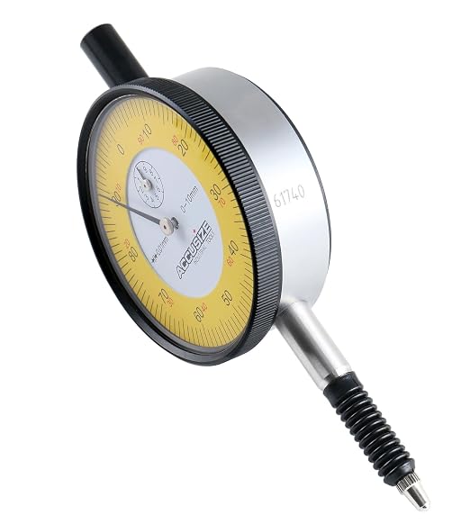 Accusize Industrial Tools 0-1mm x 0.01mm Plain Back IP54 Shockproof Metric Dial Indicator Premium Grade, P900-S002