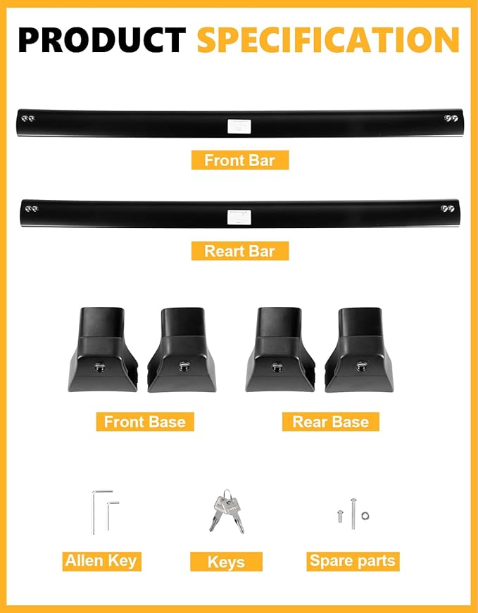 Tuyoung 300lbs Roof Rack Cross Bars Compatible with Jeep Grand Cherokee 2011-2021 with Grooved Side Rails, All-Aluminum Heavy Duty Metal Lock Roof Rails Crossbars Luggage Racks Kayak Bike Accessories